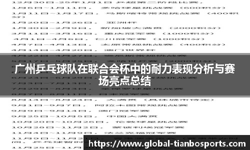 广州乒乓球队在联合会杯中的耐力表现分析与赛场亮点总结